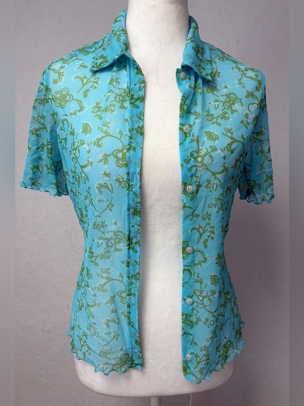 Y2K Sheer Mesh Floral Button Front Top
fairycore, coquette, boho, Rare Find!